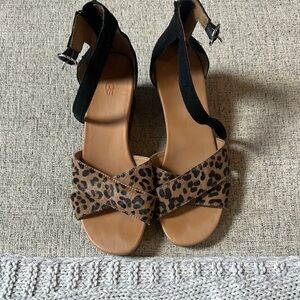 Leopard Print Women's Sandals with Black Straps